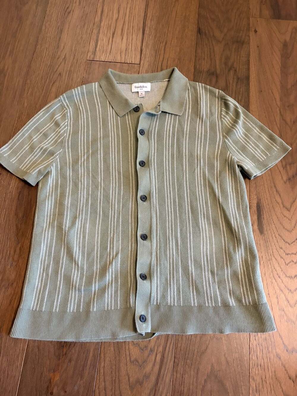 Goodfellow & Co Short-Sleeve Sweater Polo Size M Green Striped